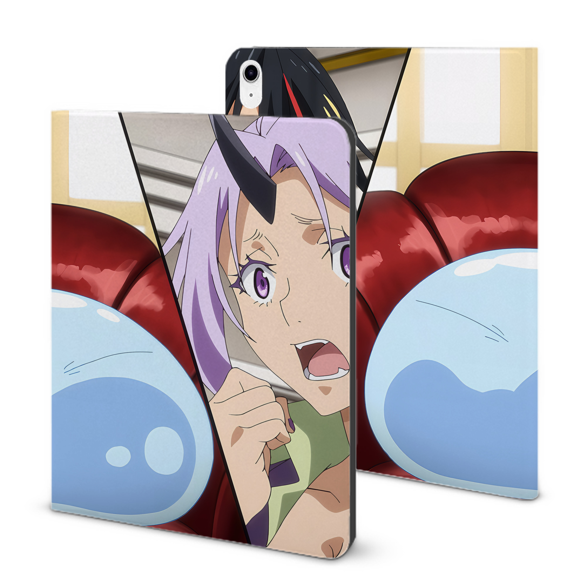 （画像用） 転スラ Regarding Reincarnated to Slime IPad ケース ブック型 PUレザー TPU 耐衝撃 軽量 薄型 ペン収納なし 全面保護 IPad 各モデル対応